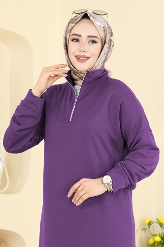 moda selvim Dress 13366ETT926 Purple - Thumbnail