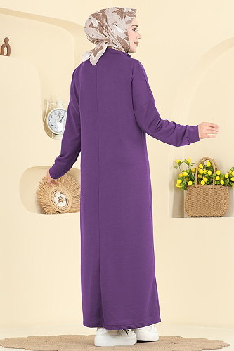 moda selvim الفستان أرجواني 13366ETT926 - Thumbnail