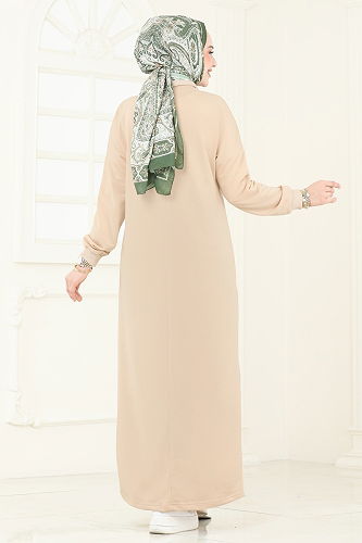 moda selvim الفستان بيج 13366ETT926 - Thumbnail