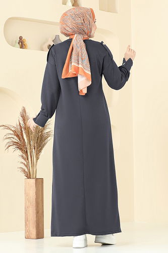 moda selvim Dress 13367ETT926 Anthracite - Thumbnail