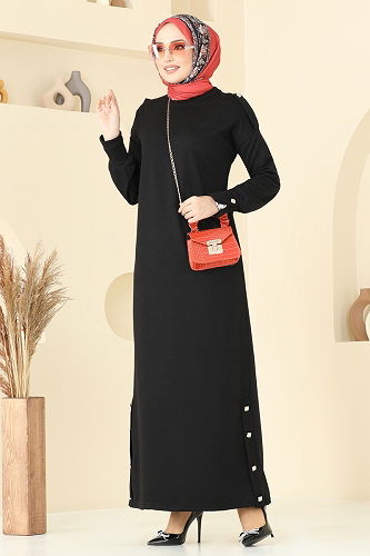 moda selvim Dress 13367ETT926 Black - Thumbnail