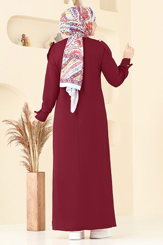 moda selvim الفستان خمري 13367ETT926 - Thumbnail