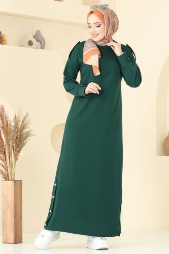 moda selvim Dress 13367ETT926 Emerald - Thumbnail