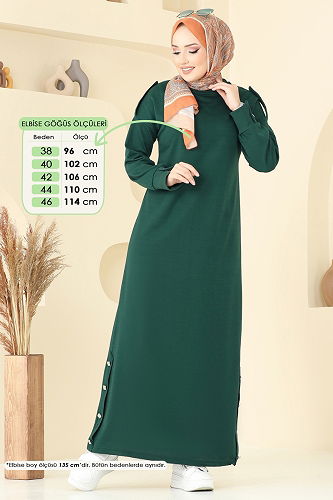 moda selvim Dress 13367ETT926 Emerald - Thumbnail