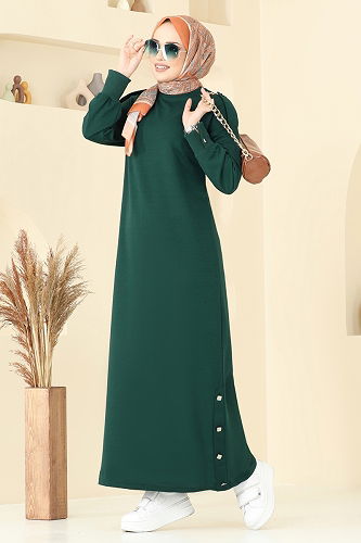 moda selvim Dress 13367ETT926 Emerald - Thumbnail