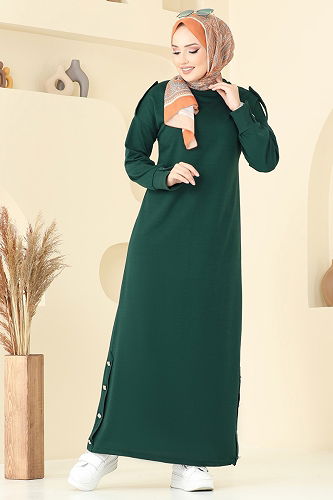 moda selvim الفستان زيتي 13367ETT926 - Thumbnail