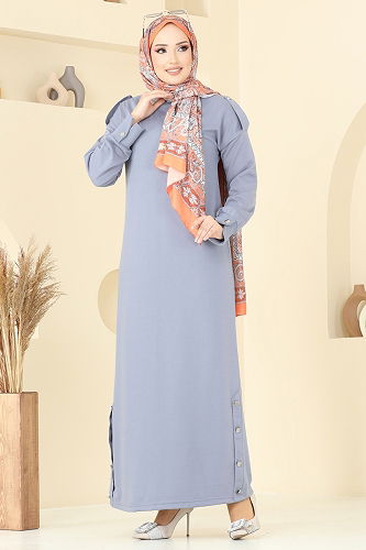 moda selvim Dress 13367ETT926 Gray - Thumbnail