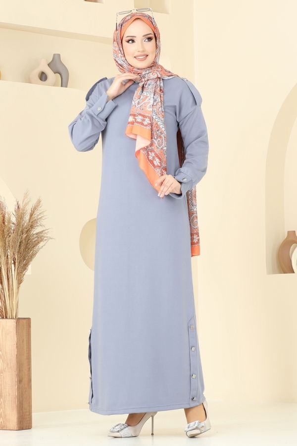 Modaselvim خصم صافٍ20%+20% في سلة التسوق الفستان رمادي 13367ETT926