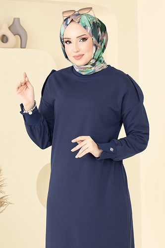 moda selvim Dress 13367ETT926 Navy Blue - Thumbnail