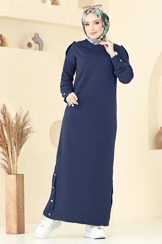 moda selvim الفستان كحلي 13367ETT926 - Thumbnail