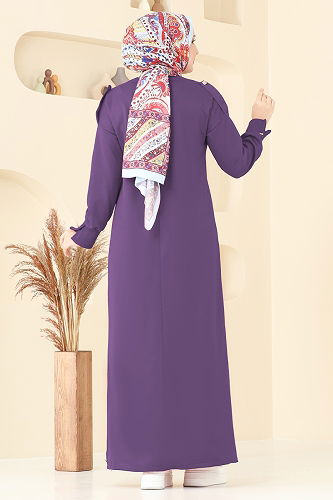 moda selvim الفستان أرجواني 13367ETT926 - Thumbnail