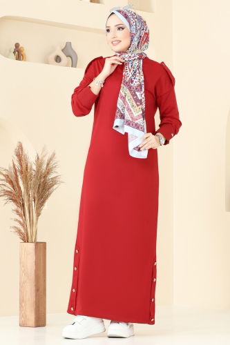 moda selvim الفستان احمر 13367ETT926 - Thumbnail