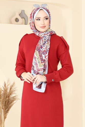 moda selvim الفستان احمر 13367ETT926 - Thumbnail