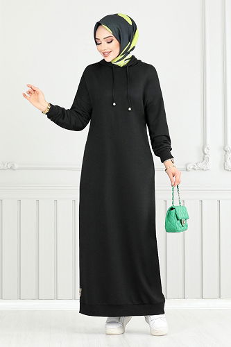 moda selvim Dress 13368ETT902-M Black - Thumbnail