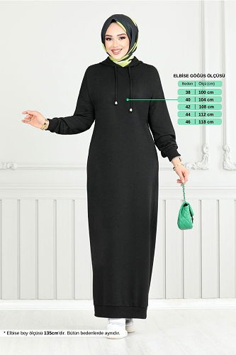 moda selvim الفستان أسود 13368ETT902-M - Thumbnail