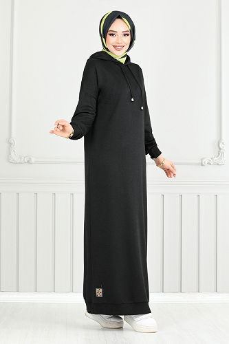 moda selvim الفستان أسود 13368ETT902-M - Thumbnail