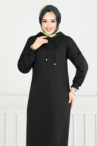 moda selvim الفستان أسود 13368ETT902-M - Thumbnail