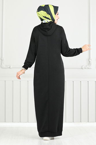 moda selvim الفستان أسود 13368ETT902-M - Thumbnail