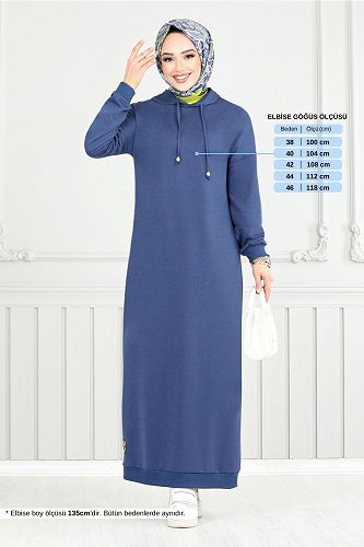 moda selvim الفستان ازرق 13368ETT902-M - Thumbnail