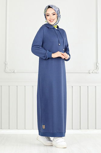 moda selvim الفستان ازرق 13368ETT902-M - Thumbnail