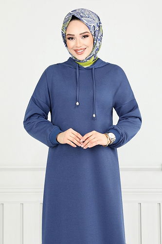 moda selvim الفستان ازرق 13368ETT902-M - Thumbnail