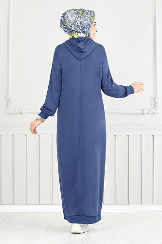 moda selvim الفستان ازرق 13368ETT902-M - Thumbnail