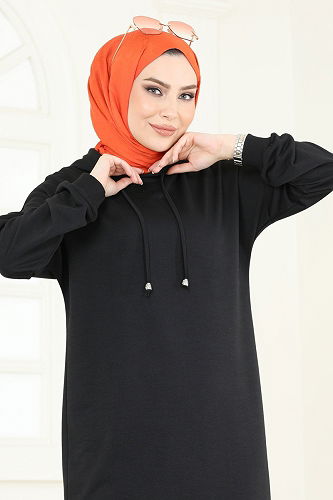 moda selvim الفستان أسود 13368ETT926 - Thumbnail