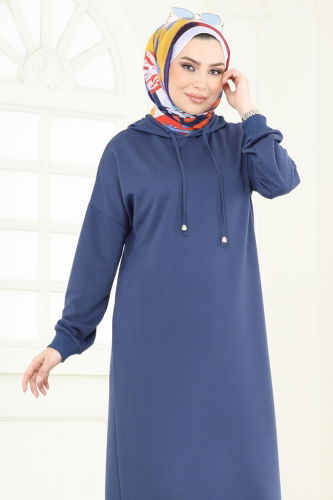 moda selvim الفستان ازرق 13368ETT926 - Thumbnail