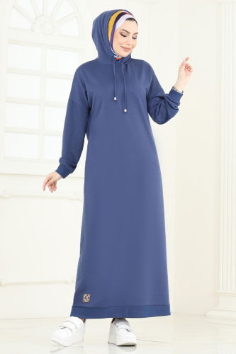 moda selvim الفستان ازرق 13368ETT926 - Thumbnail