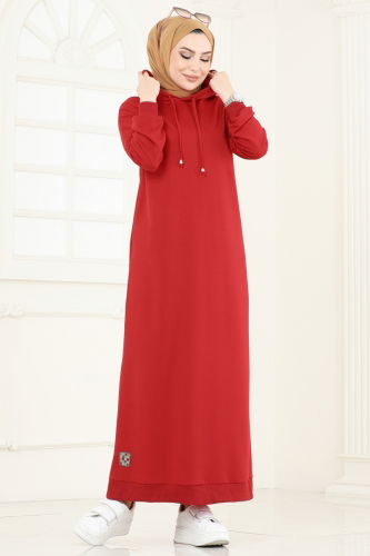 moda selvim الفستان احمر 13368ETT926 - Thumbnail