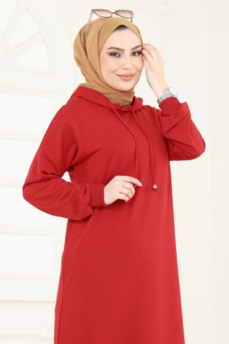 moda selvim الفستان احمر 13368ETT926 - Thumbnail
