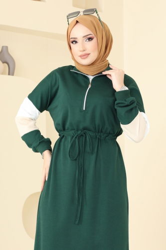 moda selvim الفستان زيتي 13369ETT926 - Thumbnail