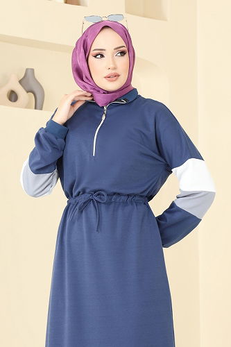 moda selvim الفستان ازرق 13369ETT926 - Thumbnail