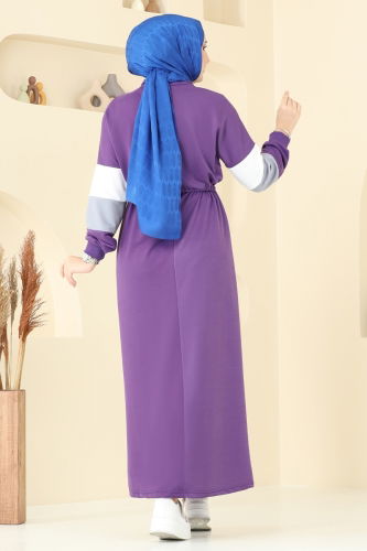 moda selvim Dress 13369ETT926 Purple - Thumbnail