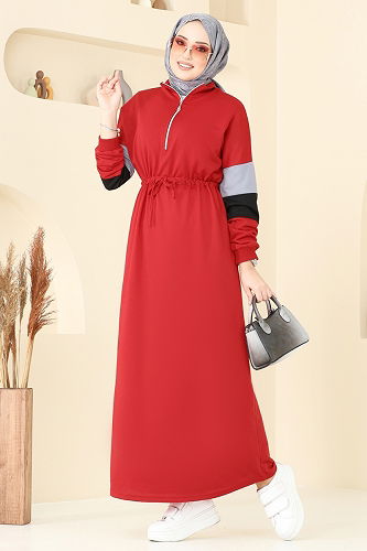 moda selvim Dress 13369ETT926 Red - Thumbnail