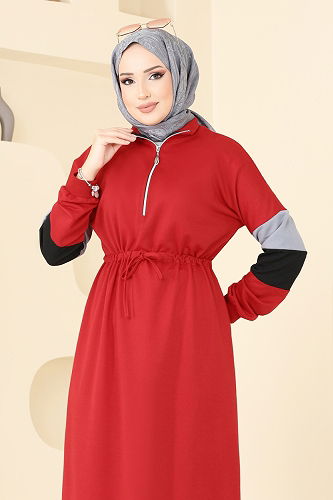 moda selvim الفستان احمر 13369ETT926 - Thumbnail