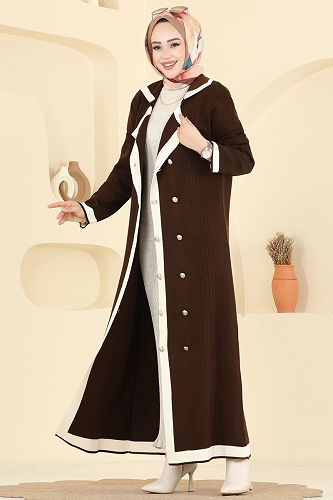 moda selvim Dress 1356MT581 Brown - Thumbnail