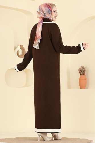 moda selvim الفستان بني 1356MT581 - Thumbnail