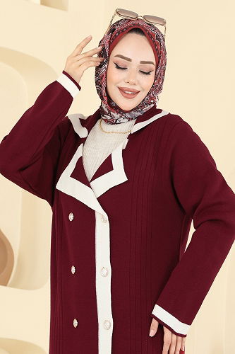 moda selvim الفستان خمري 1356MT581 - Thumbnail