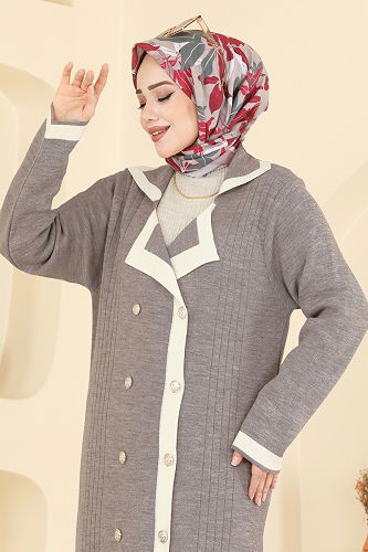 moda selvim الفستان بيج غامق 1356MT581 - Thumbnail