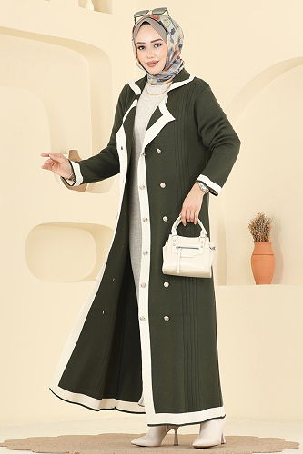 moda selvim الفستان اخضر عفني 1356MT581 - Thumbnail