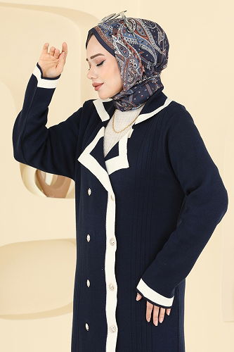 moda selvim الفستان كحلي 1356MT581 - Thumbnail