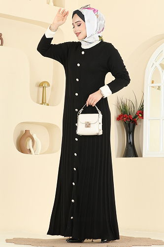 moda selvim الفستان أسود 1357MT581 - Thumbnail