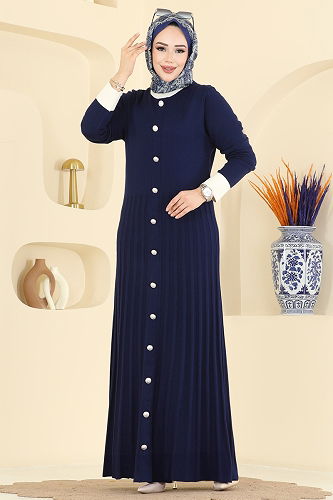 moda selvim Dress 1357MT581 Navy Blue - Thumbnail