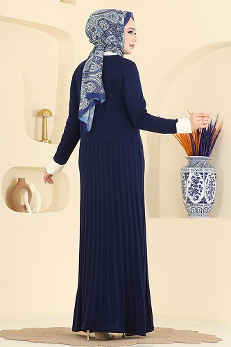 moda selvim Dress 1357MT581 Navy Blue - Thumbnail