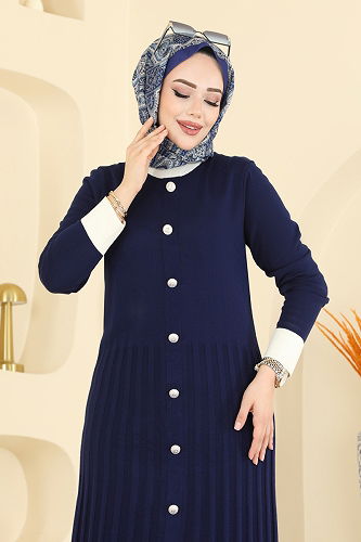 moda selvim الفستان كحلي 1357MT581 - Thumbnail