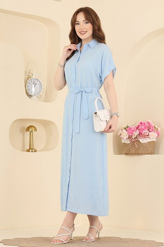 moda selvim DRESS 138NZRK1200 Baby Blue - Thumbnail