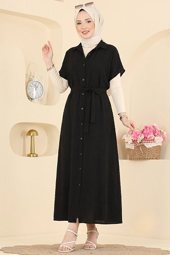 moda selvim DRESS 138NZRK1200 Black - Thumbnail