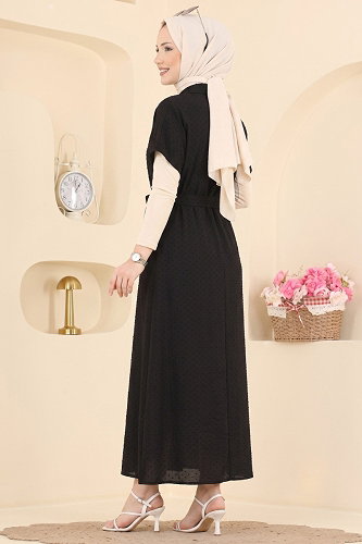 moda selvim DRESS 138NZRK1200 Black - Thumbnail