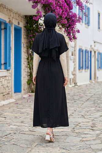 moda selvim فستان بلا اكمام أسود 138NZRK1200 - Thumbnail